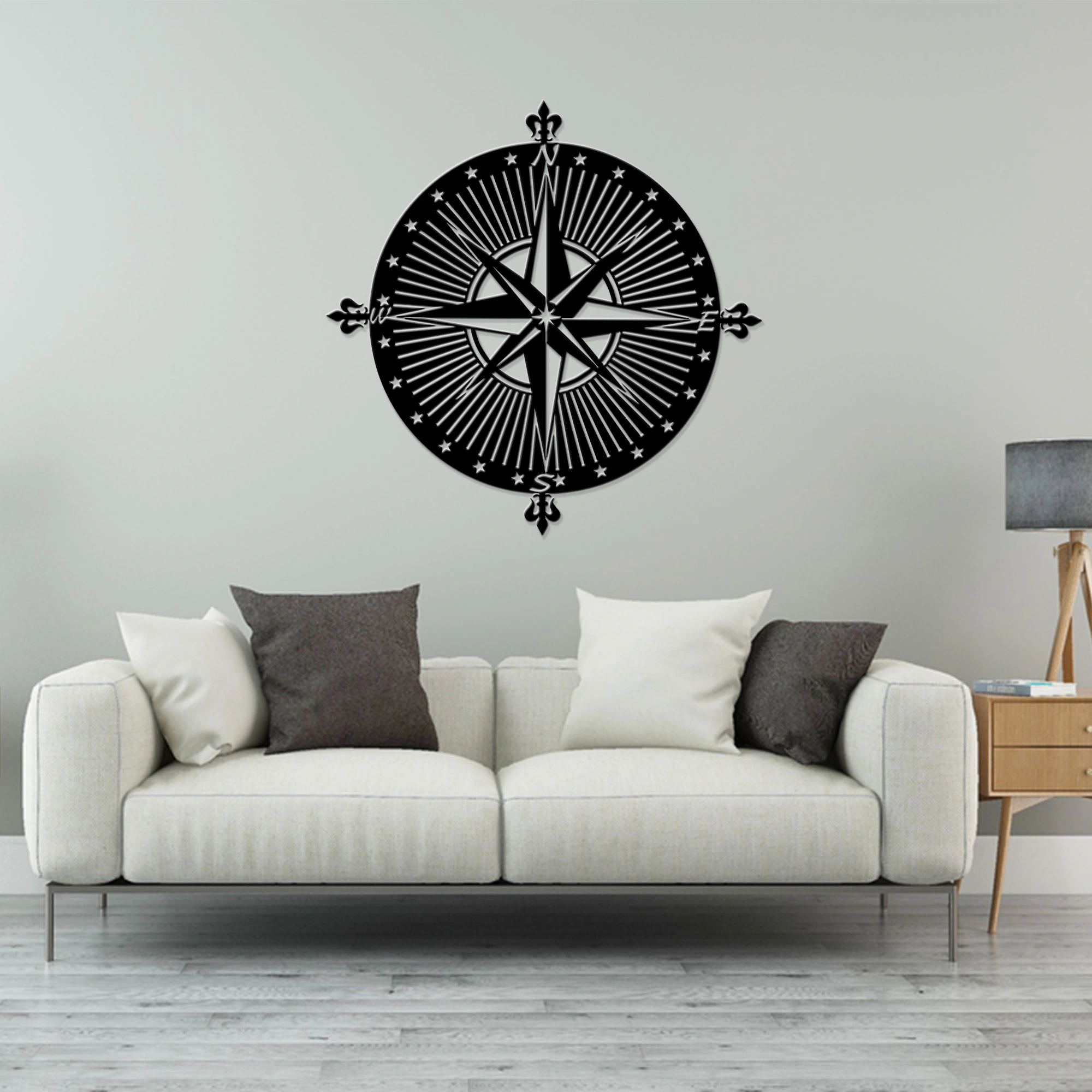 Metal compass sign