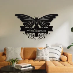 Butterfly Skull and Wasp Metal Wall Art