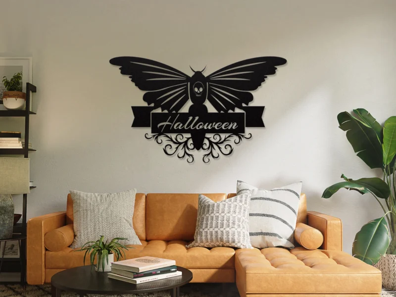Butterfly Skull and Wasp Metal Wall Art