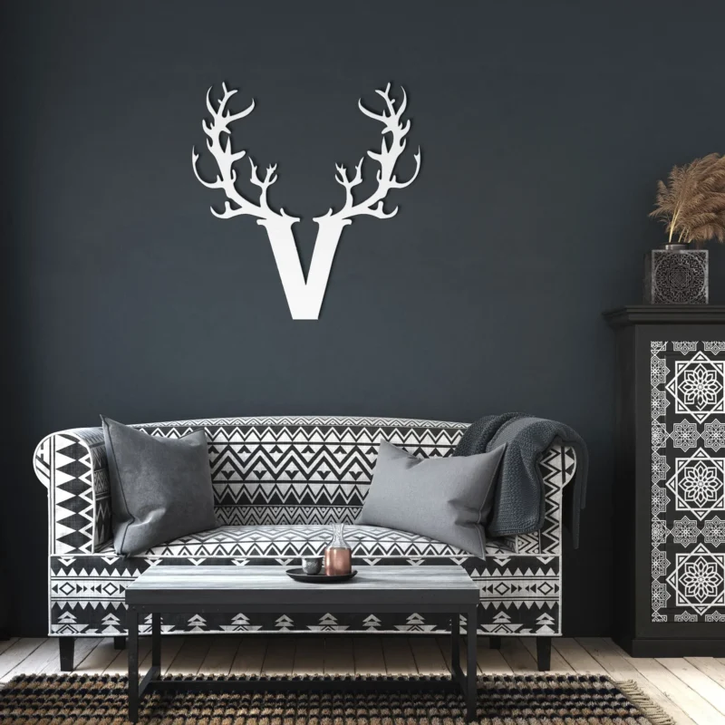 Alphabet V with Antlers