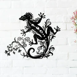 Large Gecko metal wall art