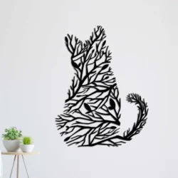 Tree cat Black Metal Wall Decor