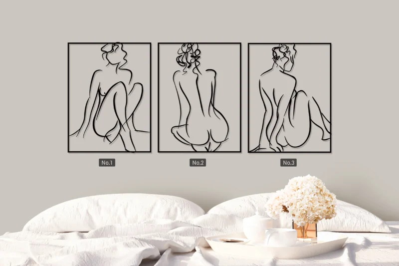 Set of 3 Female Body Metal Wall Art