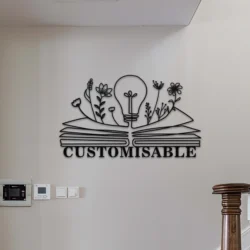 Book With Flower Metal Sign