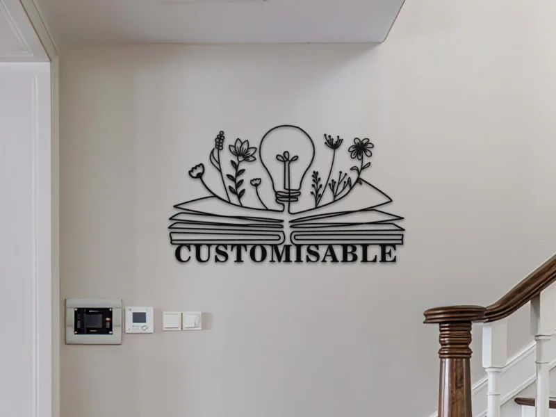 Book With Flower Metal Sign